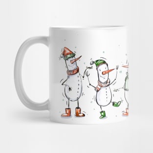 Three Cartoon Snowmen Mug